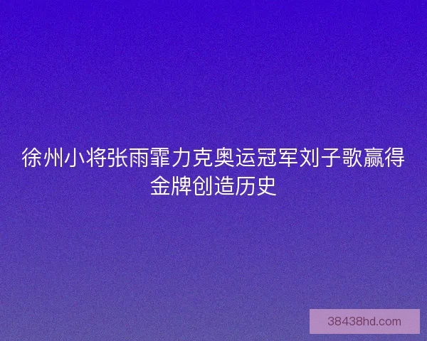徐州小将张雨霏力克奥运冠军刘子歌赢得金牌创造历史