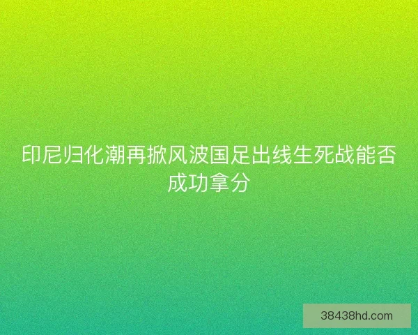 印尼归化潮再掀风波国足出线生死战能否成功拿分